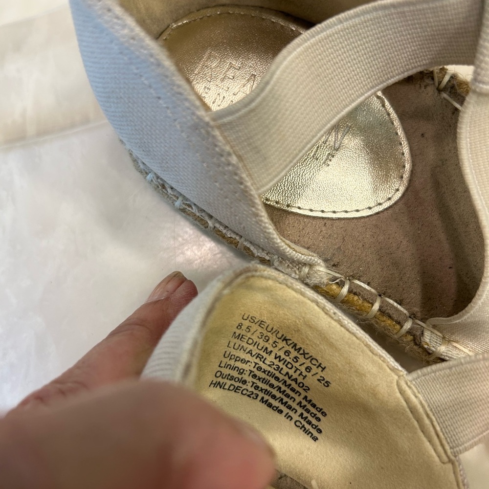 KENNETH COLE Natural Canvas LUNA Crystal Espadrille Elegant Flats Shoes Sz 8.5 - Picture 11 of 14